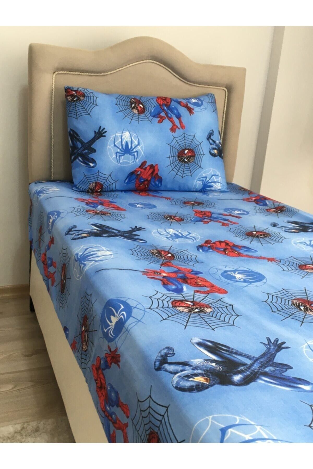 Tek%20Kişilik%20Ranforce%20(kumaş)%20Lastiksiz%20Çarşaf%20Takımı%20Spiderman